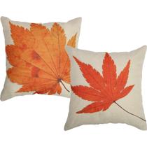 Capas de travesseiro Coitak Fall Maple Leaves 45 cm, pacote com 2 unidades de linho Capas de travesseiro Coitak Fall Maple Leaves 45 cm, pacote com 2 unidades de linho