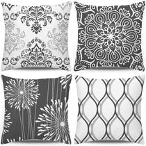 Capas de travesseiro Coliuso cinza escuro/branco 45x45cm Conjunto de 4