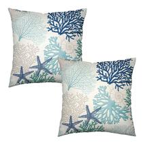 Capas de travesseiro Cryfox Coral 40x40cm, conjunto de 2, Summer Beach Blue