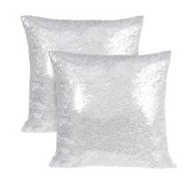 Capas de travesseiro de lantejoulas prateadas Poise3eHome 50 x 50 cm, 2 peças