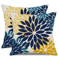 Capas de travesseiro DFXSZ Blue Yellow Flower 45x45cm Conjunto de 2