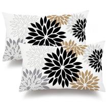 Capas de travesseiro DFXSZ Preto Marrom 30x50cm Conjunto de 2 peças de linho