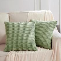 Capas de Travesseiro em Veludo Cotelê Verde Sálvia Fancy Homi - 45x45cm (2 Unidades)