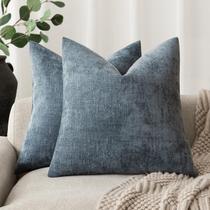 Capas de travesseiro Findtower Soft Textured Chenille 55x55cm azul