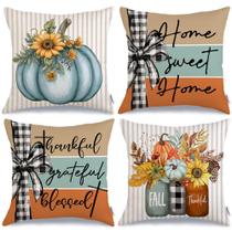 Capas de travesseiro GEEORY Fall Pumpkin Sunflowers 45x45cm Conjunto de 4