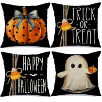 Capas de travesseiro GEEORY Halloween 45x45cm, conjunto de 4 doces ou travessuras