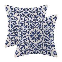 Capas de travesseiro Gohdiwh Navy Blue Boho Linen 45x45cm Conjunto de 2