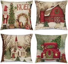 Capas de travesseiro Hlonon Christmas 45 cm x 45 cm Conjunto de 4 algodão Capas de travesseiro Hlonon Christmas 45 cm x 45 cm Conjunto de 4 algodão