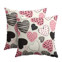 Capas de travesseiro Kawani Dia dos Namorados 45x45cm Preto/Rosa Coração