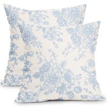 Capas de travesseiro Kawani Vintage Floral 45x45cm azul bebê/creme Capas de travesseiro Kawani Vintage Floral 45x45cm azul bebê/creme