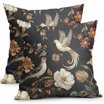 Capas de travesseiro Kawani Vintage Floral 60x60cm pretas, conjunto de 2