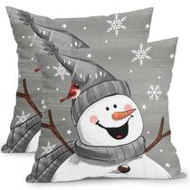 Capas de travesseiro Kawani Winter Grey Snowman 60x60cm, conjunto de 2