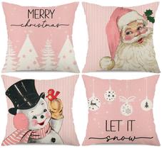 Capas de travesseiro Kithomer Christmas Decor 40x40cm, conjunto de 4 rosas
