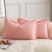 Capas de travesseiro MANDIOO Neutral Cotton Fringe Boho 40x60cm rosa