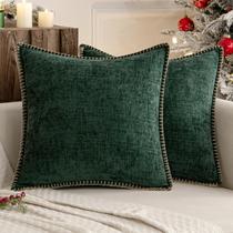 Capas de travesseiro MIULEE Christmas 45x45cm Chenille verde escuro x2