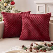 Capas de travesseiro MIULEE Christmas Wine Red Corduroy 45x45cm, conjunto 2 Capas de travesseiro MIULEE Christmas Wine Red Corduroy 45x45cm, conjunto 2