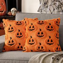 Capas de travesseiro MIULEE Fall Halloween Decor 45x45cm Laranja-Preto Capas de travesseiro MIULEE Fall Halloween Decor 45x45cm Laranja-Preto