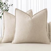 Capas de travesseiro MIULEE Linen 60x60cm, bege natural, pacote com 2 Capas de travesseiro MIULEE Linen 60x60cm, bege natural, pacote com 2
