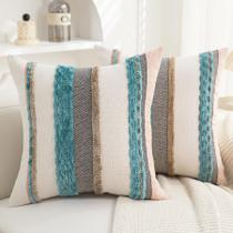 Capas de travesseiro PLEPATE Boho Chenille 45x45cm, conjunto de 2 azul-petróleo