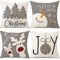 Capas de travesseiro PSDWETS Christmas 45x45cm Conjunto de 4 algodão e linho Capas de travesseiro PSDWETS Christmas 45x45cm Conjunto de 4 algodão e linho