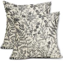 Capas de travesseiro sorfbliss Black Floral 50x50cm Conjunto de 2 algodões Capas de travesseiro sorfbliss Black Floral 50x50cm Conjunto de 2 algodões