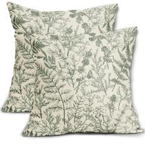 Capas de Travesseiro Sorfbliss Sage Green Floral 50x50cm - Conjunto com 2 Peças