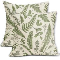 Capas de Travesseiro Sorfbliss Sage Green Leaf 50x50cm - Conjunto com 2 Unidades