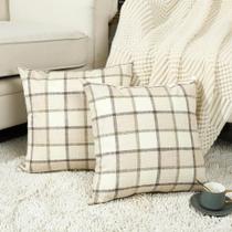 Capas de travesseiro Stellhome Linen Buffalo Check 50x50cm Bege x2 Capas de travesseiro Stellhome Linen Buffalo Check 50x50cm Bege x2