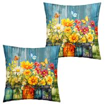 Capas de travesseiro Wnoesat Daisy Floral 60x60cm, conjunto de 2 algodões