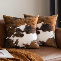 Capas de travesseiro Woaboy Cowhide Brindle Print 45 x 45 cm, pacote com 2