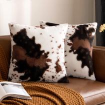 Capas de travesseiro Woaboy Luxury Faux Fur Cowhide 45 x 45 cm, pacote com 2