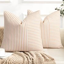 Capas de travesseiro YCOLL Fall 45x45cm, laranja queimada, listradas, conjunto de 2