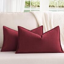 Capas de travesseiro ZWJD Burgundy Chenille 30x50cm Conjunto de 2