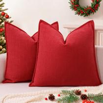 Capas de travesseiro ZWJD Christmas Red Chenille 60x60cm, conjunto de 2 Capas de travesseiro ZWJD Christmas Red Chenille 60x60cm, conjunto de 2