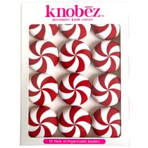 Capas decorativas Knobēz Red Peppermint, pacote com 12 Capas decorativas Knobēz Red Peppermint, pacote com 12
