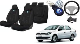 Capas Duráveis para Bancos do Voyage 2009-2016 + Volante e Chaveiro Personalizados VW