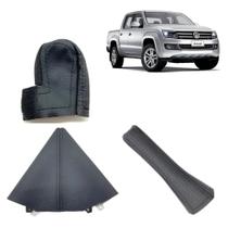 Capas em couro manopla marcha e freio + Coifa câmbio manual Amarok 2014 2015 2016 2017 2018 à 2020