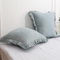 Capas Euro Sham Simple & Opulence, 100% linho, 66 x 66 cm, azul empoeirado