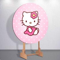 Capas Festa Infantil Gatinha Kittyy Painel Redondo Grande ou Mini Estampa Colorida
