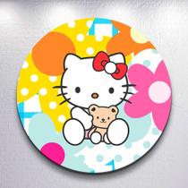 Capas Festa Infantil Gatinha Kittyy Painel Redondo Grande ou Mini Estampa Colorida