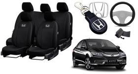 Capas Luxo Design Exclusivo Honda City 2016-2019 + Volante + Chaveiro