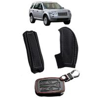 Capas Manopla Câmbio Automático e Freio Capa Chave Canivete 5 botões Freelander 2 2007 a 2015