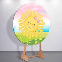 Capas p/ Festa Infantil Sol Manhã Feliz Painel Redondo Grande ou Mini Estampa Colorida