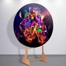 Capas p/ Painel Redondo Festa Infantil Super Heróis Vingadores Sublimado Decoração Veste Fácil Taman