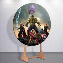 Capas p/ Painel Redondo Festa Infantil Super Heróis Vingadores Sublimado Decoração Veste Fácil Taman