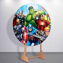 Capas p/ Painel Redondo Festa Infantil Super Heróis Vingadores Sublimado Decoração Veste Fácil Taman