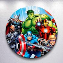 Capas p/ Painel Redondo Festa Infantil Super Heróis Vingadores Sublimado Decoração Veste Fácil Taman