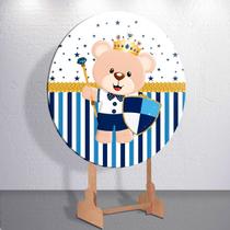 Capas Painel Grande e Mini Painel Redondo Festa Infantil Ursinho Menino Branco Azul Zig Zag Decora Capas Painel Grande e Mini Painel Redondo Festa Infantil Ursinho Menino Branco Azul Zig Zag Decora