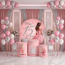 Capas Painel Redondo Cilindro 15 anos Aniversario