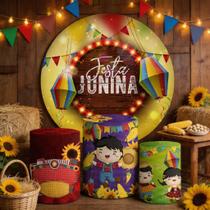 Capas Painel Redondo Cilindros Decoração Festa Junina